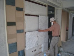 進口白色大理石電視背景墻面安裝