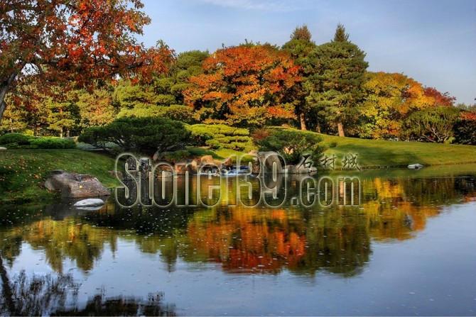 日式風格的園林景觀裝飾有山有水有石材