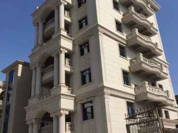 七層別墅石材外裝 陽臺(tái)欄桿 柱子全石材裝飾