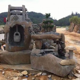 流水池雕刻 景觀擺設(shè)魚(yú)缸石雕