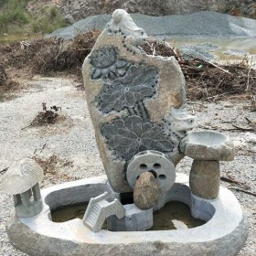 荷花荷葉雕刻 流水魚缸供應