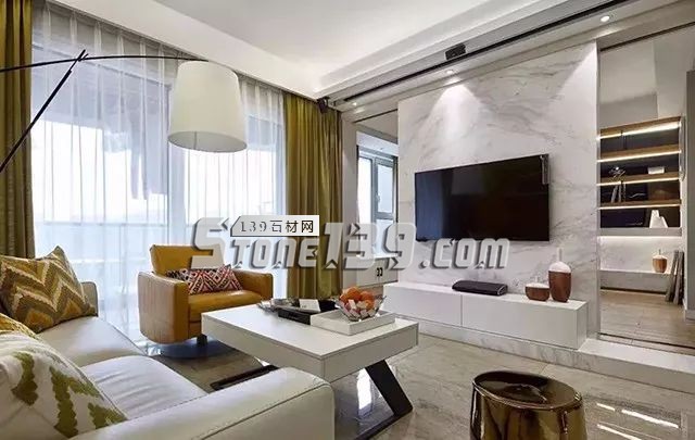 各種風格的石材電視墻讓人眼花繚亂