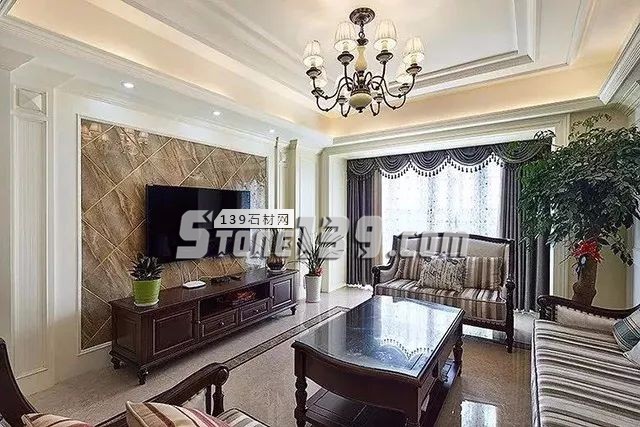各種風格的石材電視墻讓人眼花繚亂