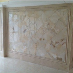 玉石大理石方塊拼貼背景墻 石獅玉石背景墻