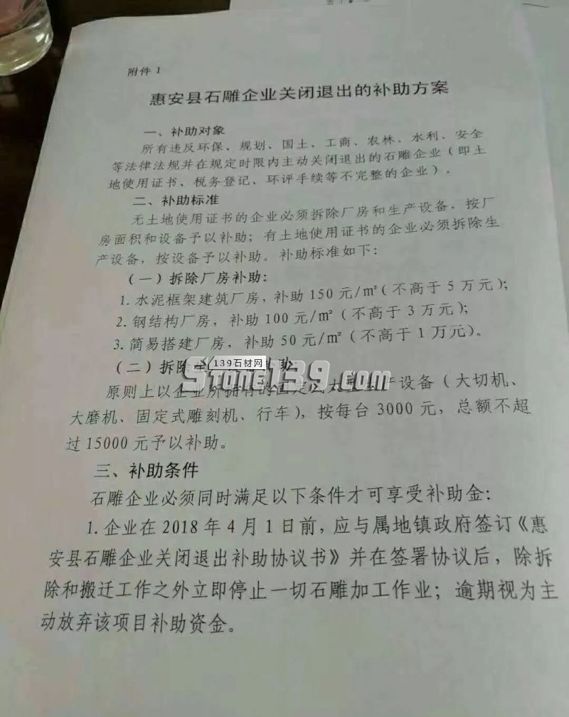 惠安石雕企業(yè)關(guān)閉退出「補助方案」