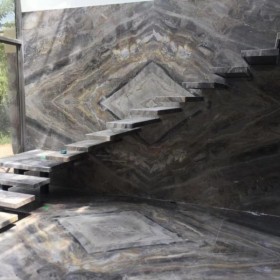 威尼斯棕大理石對(duì)拼效果 樓梯踏步