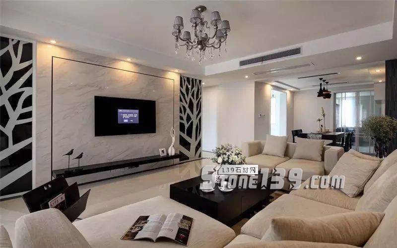 80后、90后年輕人鐘愛的大理石電視背景墻裝飾風格