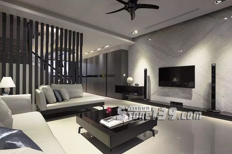 80后、90后年輕人鐘愛的大理石電視背景墻裝飾風格