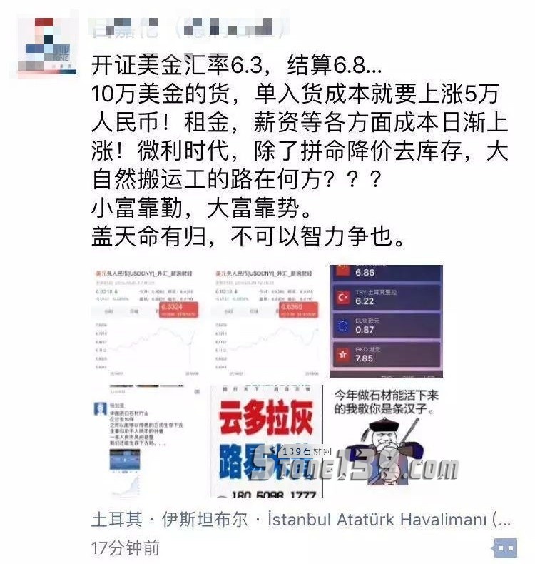 土耳其里拉匯率狂瀉20%，將給石材人帶來什么？