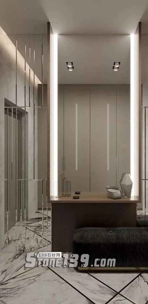 輕奢主義 | 大理石+黃銅鑲嵌設計裝飾應用