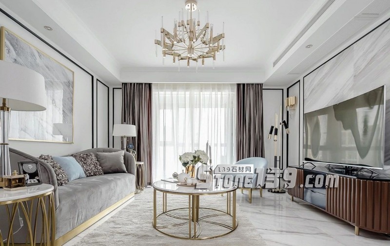 輕奢主義 | 大理石+黃銅鑲嵌設計裝飾應用