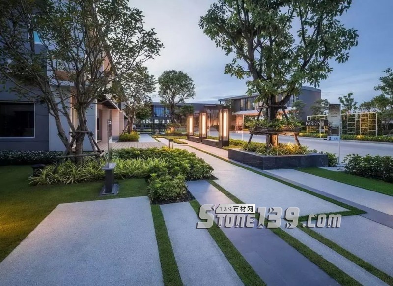 創意景觀設計,石材嵌草鋪裝惹人醉