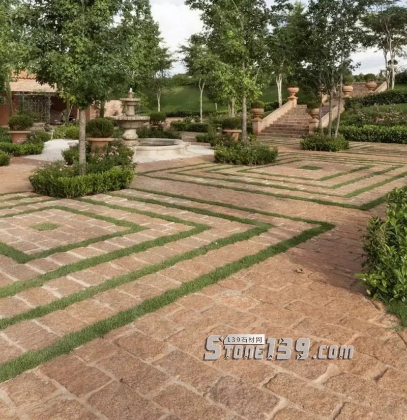 創意景觀設計,石材嵌草鋪裝惹人醉