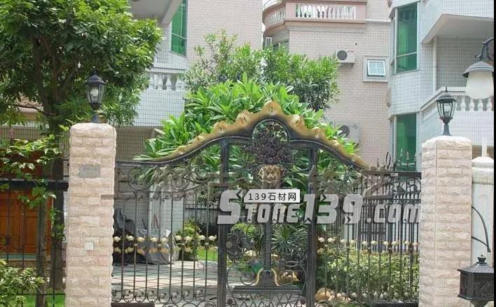 石材別墅大門 庭院石材大門柱實(shí)例拍攝欣賞 別墅庭院大門石材