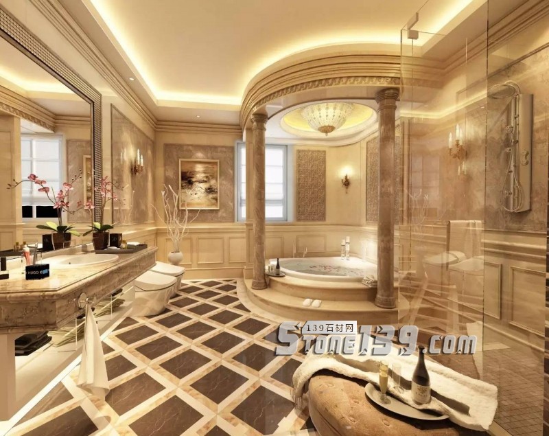 全屋石材定制,量身打造豪華別墅浴室