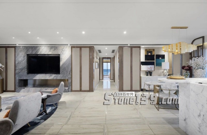 淺色大理石+黃銅,輕奢別墅裝飾 有質感有品味的生活