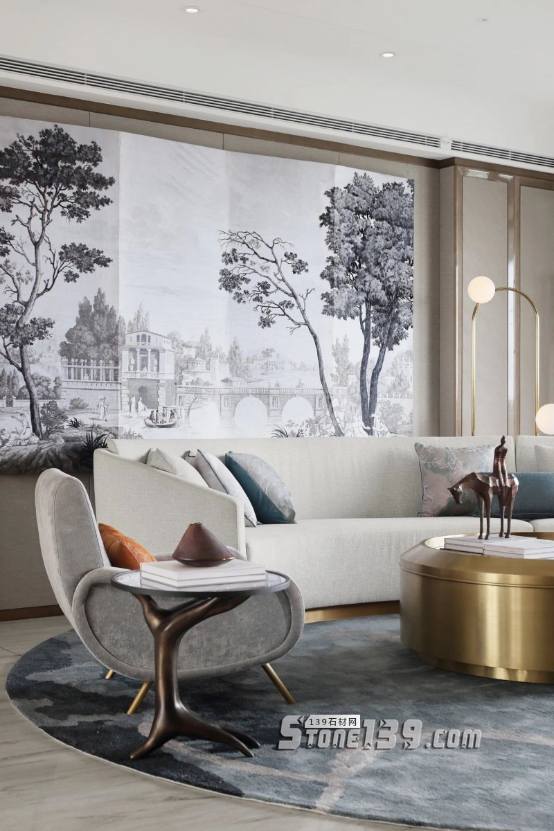 淺色大理石+黃銅,輕奢別墅裝飾 有質感有品味的生活