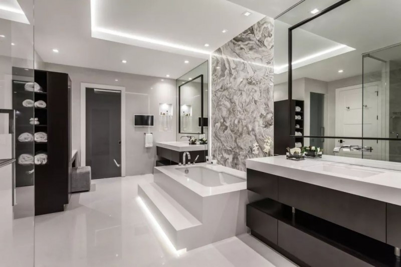 大理石裝飾的室內空間 黑白灰色經典國際范