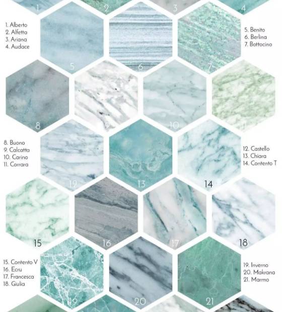 大理石的各種顏色系列搭配裝飾應用