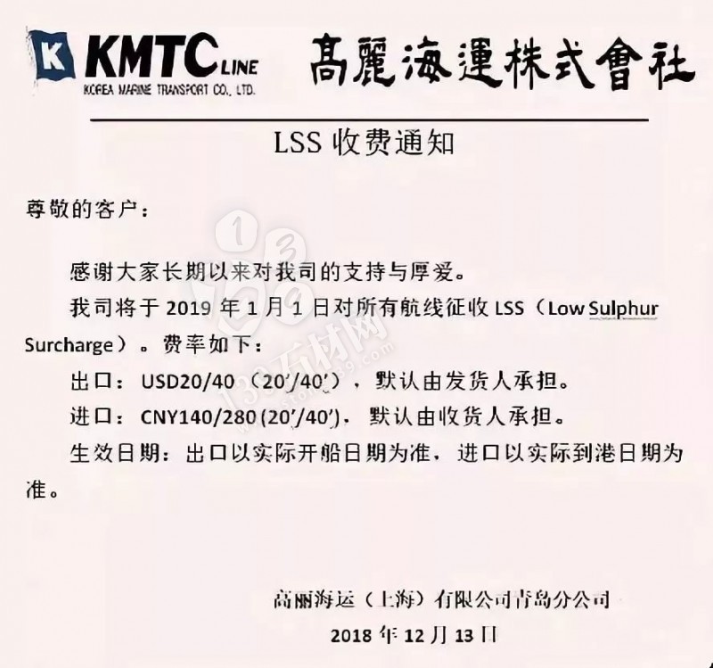 石材進出口|1月1日起,全國口岸將統一征收低硫燃油附加費!