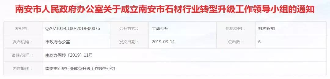 福建南安市石材行業轉型升級工作領導小組成立,名單公布 福建南安市石材行業轉型升級工作領導小組名單公布