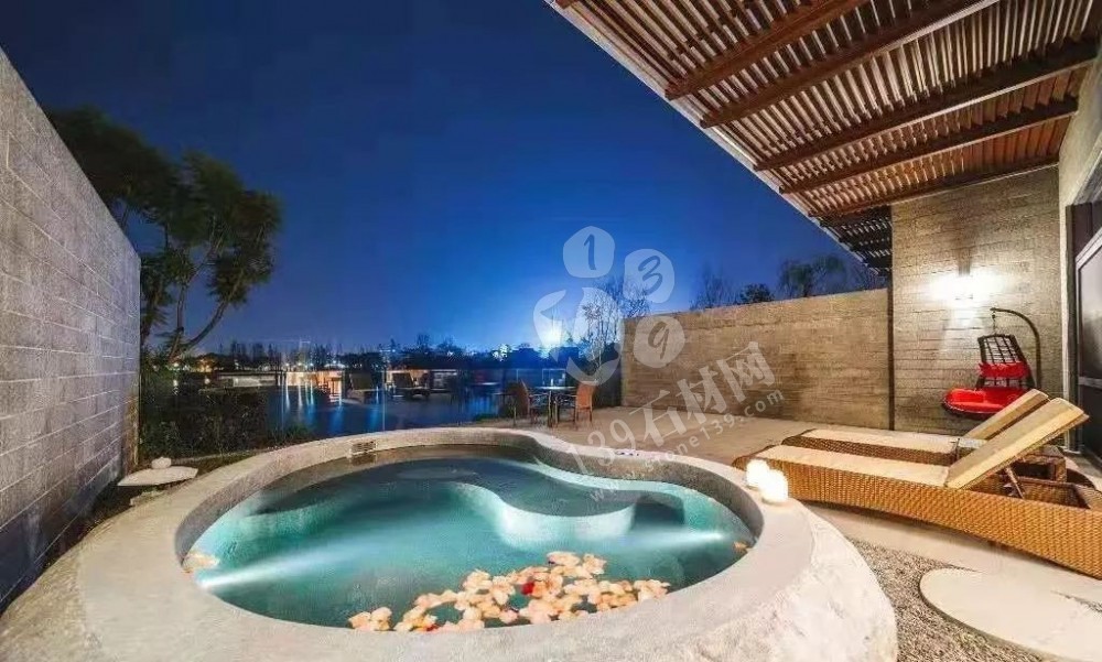 石材泡池(大型石材浴缸)從生產加工到施工安裝全過程 大型天然石材浴缸 石材泡池