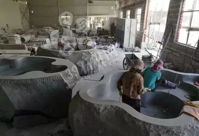 石材泡池(大型石材浴缸)從生產加工到施工安裝全過程 大型天然石材浴缸 石材泡池