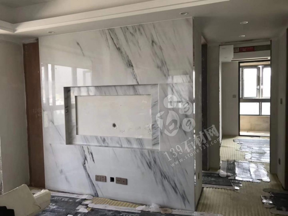 水墨白玉大理石背景墻裝飾