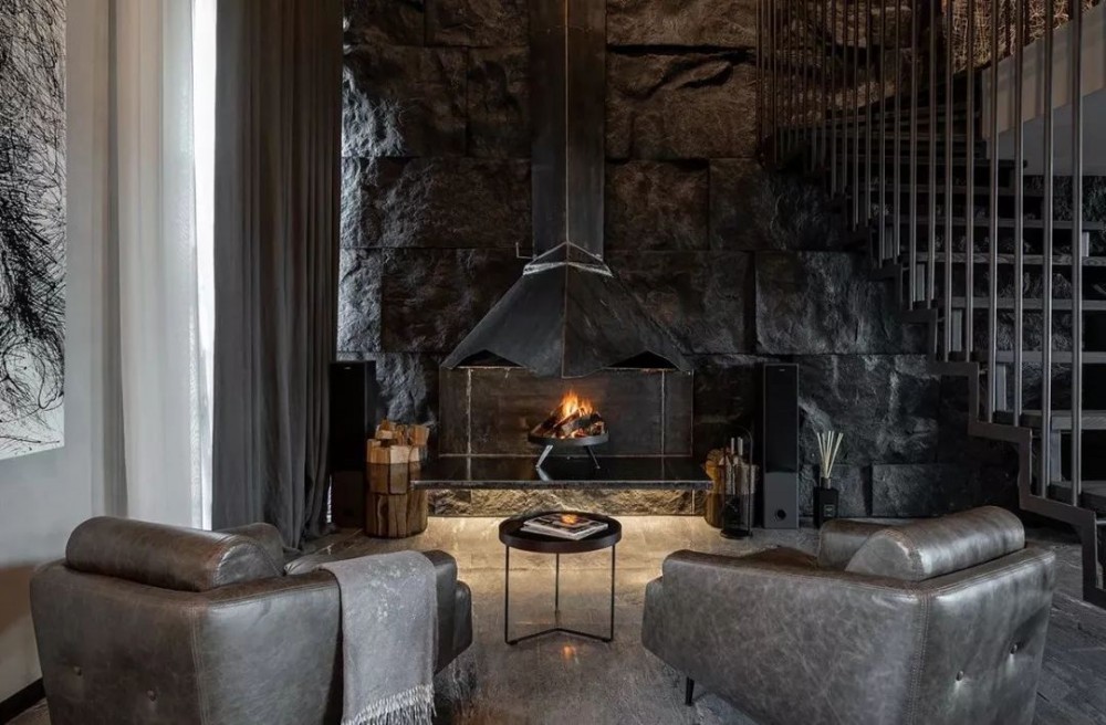 黑色石材自然面背景墻裝飾