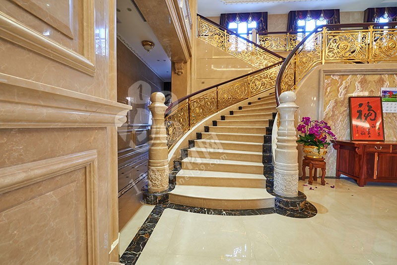 別墅石材樓梯,別墅大理石樓梯裝飾案例
