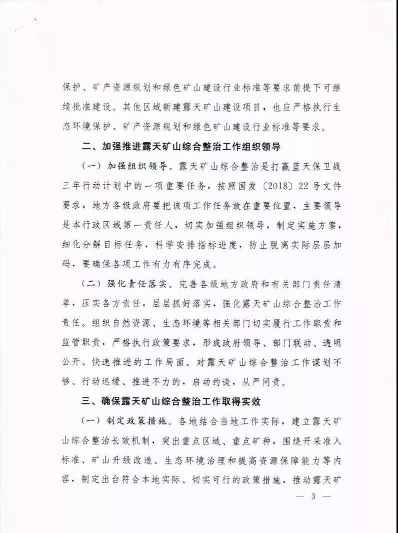 自然資辦函〔2019〕819號(hào):《關(guān)于加快推進(jìn)露天礦山綜合整治工作實(shí)施意見(jiàn)函》