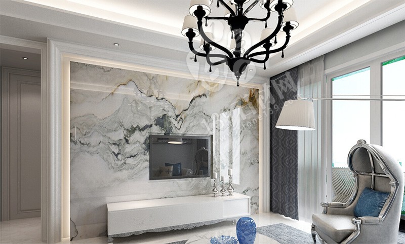 山水畫(huà)大理石背景墻-3