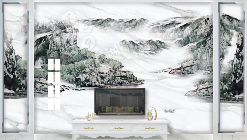 山水畫(huà)大理石背景墻-5