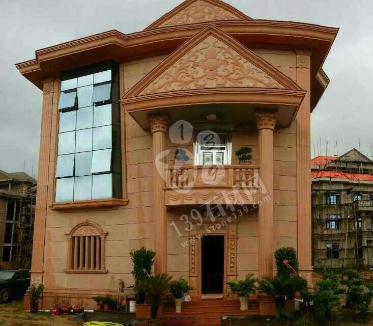 江西紅色花崗巖外墻別墅應用 彰顯尊貴就是要不一樣的紅（光澤紅映山紅）