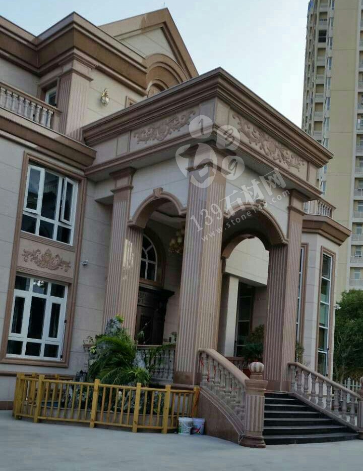 江西紅色花崗巖外墻別墅應用 彰顯尊貴就是要不一樣的紅（光澤紅映山紅）