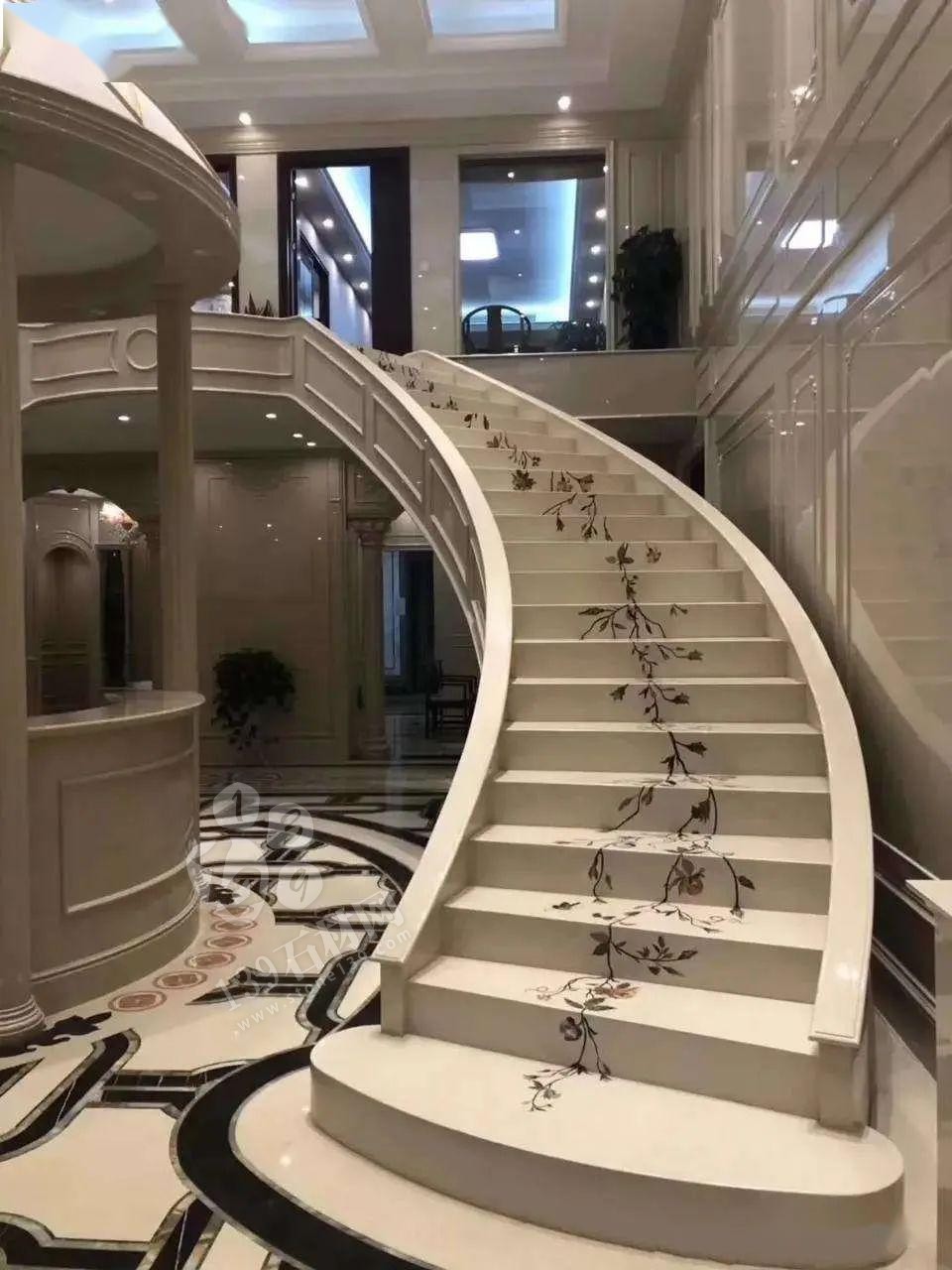 美呆了!大理石樓梯追紋(水刀拼花)效果制作工藝全流程介紹