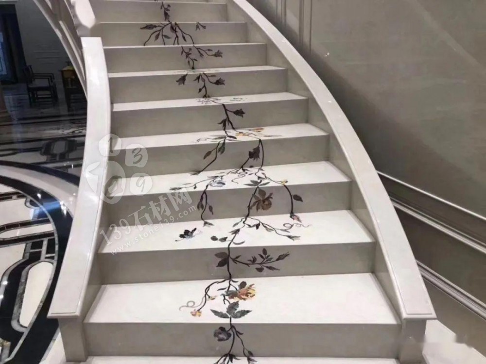 美呆了!大理石樓梯追紋(水刀拼花)效果制作工藝全流程介紹