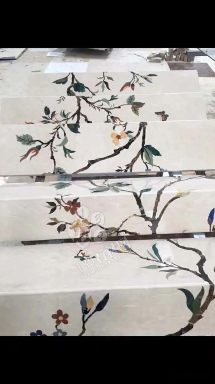 美呆了!大理石樓梯追紋(水刀拼花)效果制作工藝全流程介紹