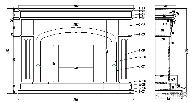 石材小小一張立面圖,生產加工少不了