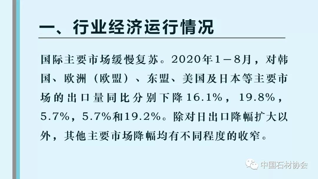 中石協:2020年1-8月石材行業經濟運行分析