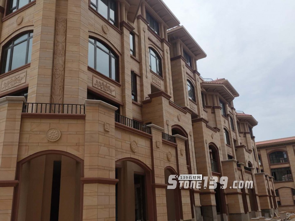 黃沙巖外墻帶浮雕的工程案例(天豪石材cnc加工)欣賞