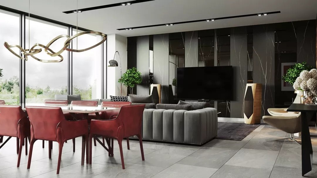 大理石高級灰搭配裝飾,橫豎都有范