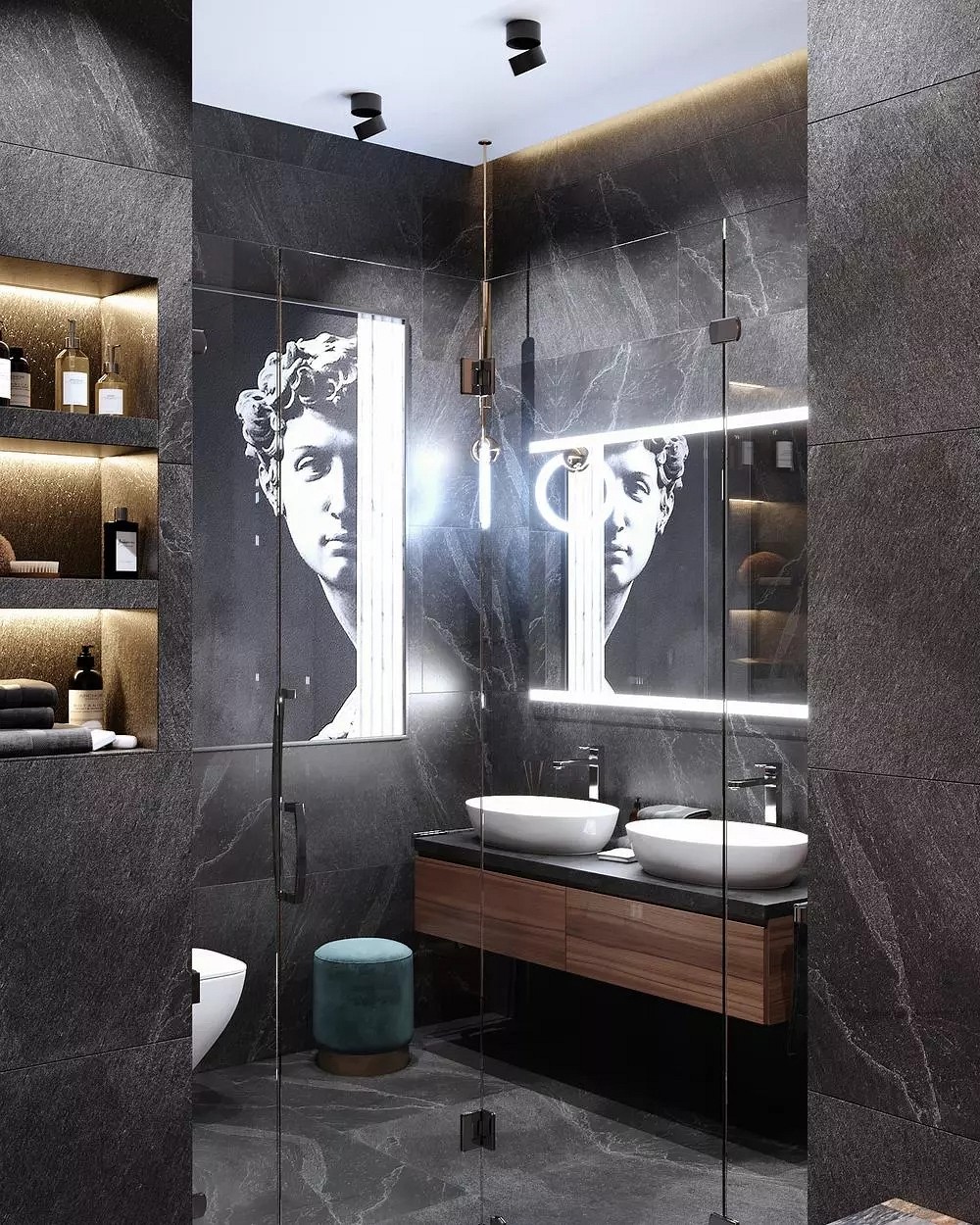 大理石高級灰搭配裝飾,橫豎都有范