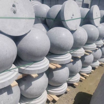 湖北花崗巖圓球批發 芝麻灰圓球 擋車球