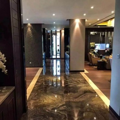 進口咖啡色木紋大理石地面應用 正切反切紋路對比