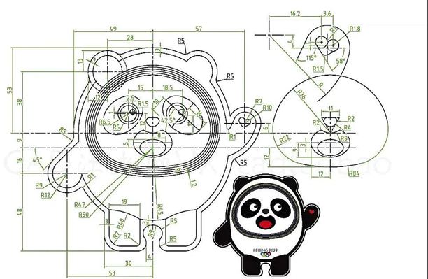 石材冰墩墩CAD圖