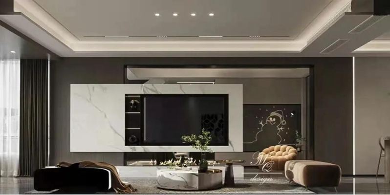 “懸空”石材背景墻怎么設計?怎么安裝?