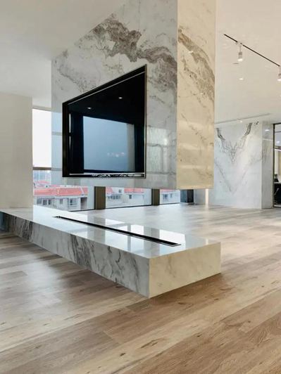 “懸空”石材背景墻怎么設計?怎么安裝?