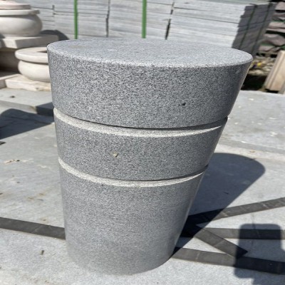 灰色花崗巖擋車柱批發 羅田芝麻灰擋車石