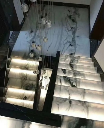 天然 大理石紋路如何發(fā)揮美的極致案例之追紋石材樓梯的加工流程 大理石追紋
